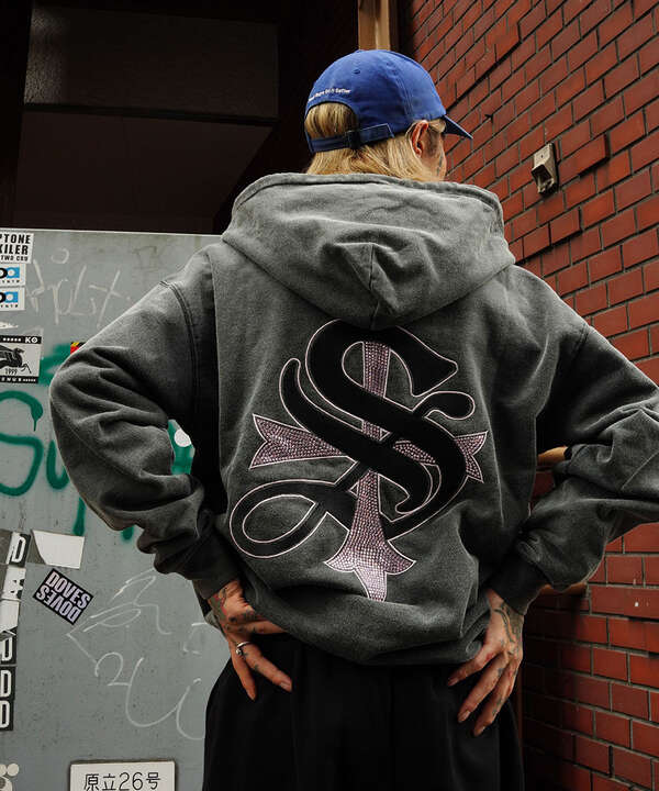 Supplier/EXCLUSIVE STUDS CROSS ZIP HOODIE PINK