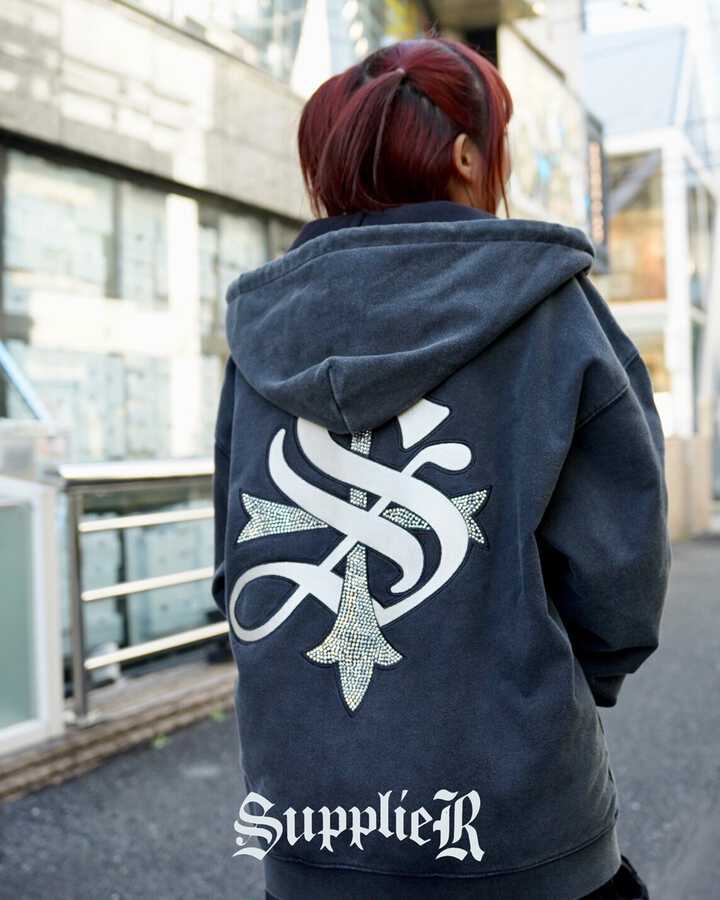 SUPPLIER/サプライヤー/【LHP EXCLUSIVE】STUDS CROSS ZIP HOODIE SILVER