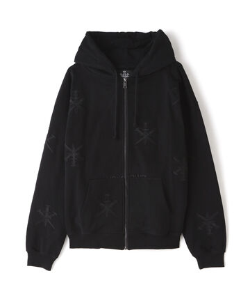 UNKNOWN LONDON/Black×Purple Rs Cross Zip Hoodie | LHP 