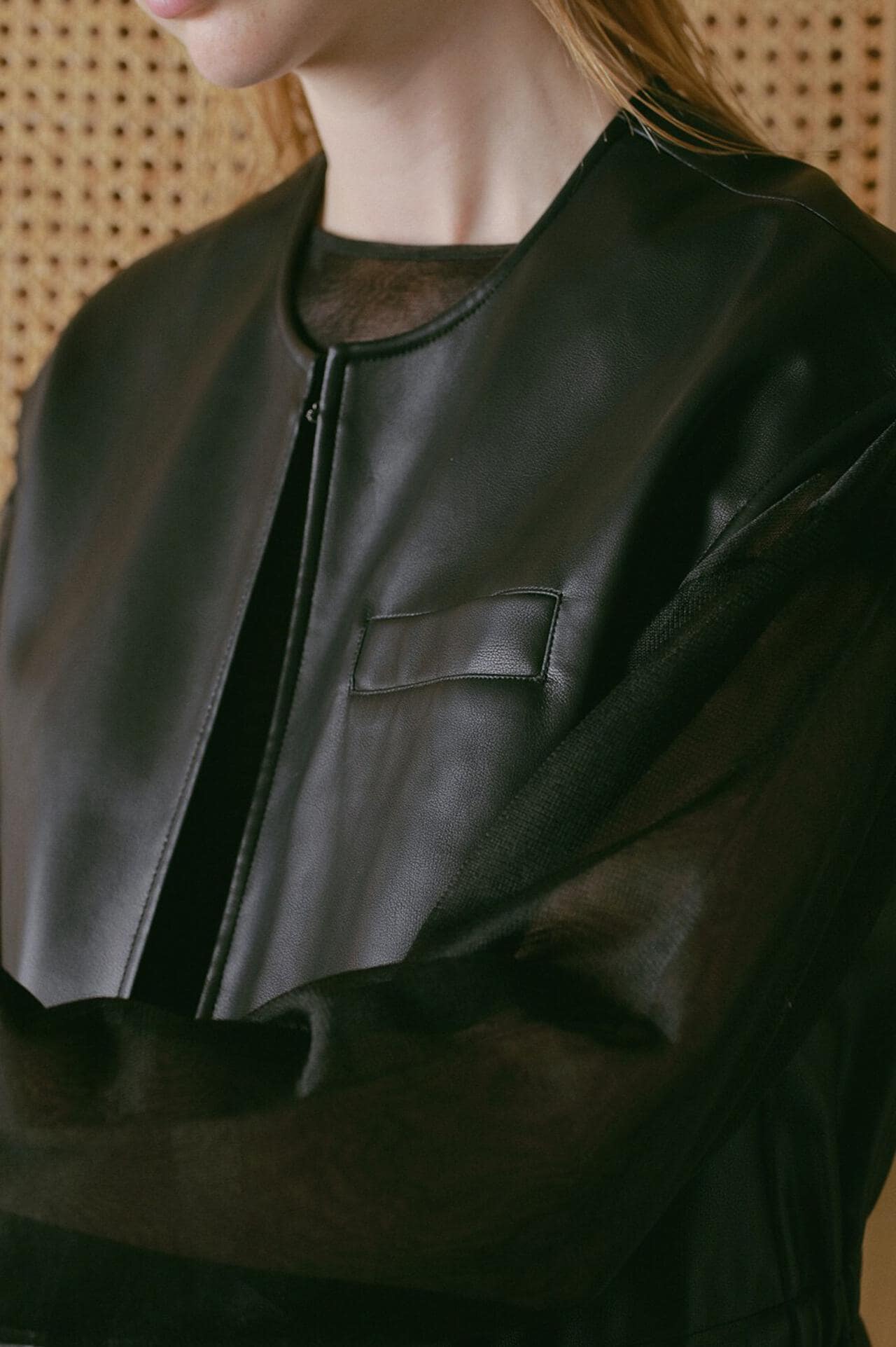 MANOF/マノフ/VEGAN LEATHER DRAWSTRING VEST