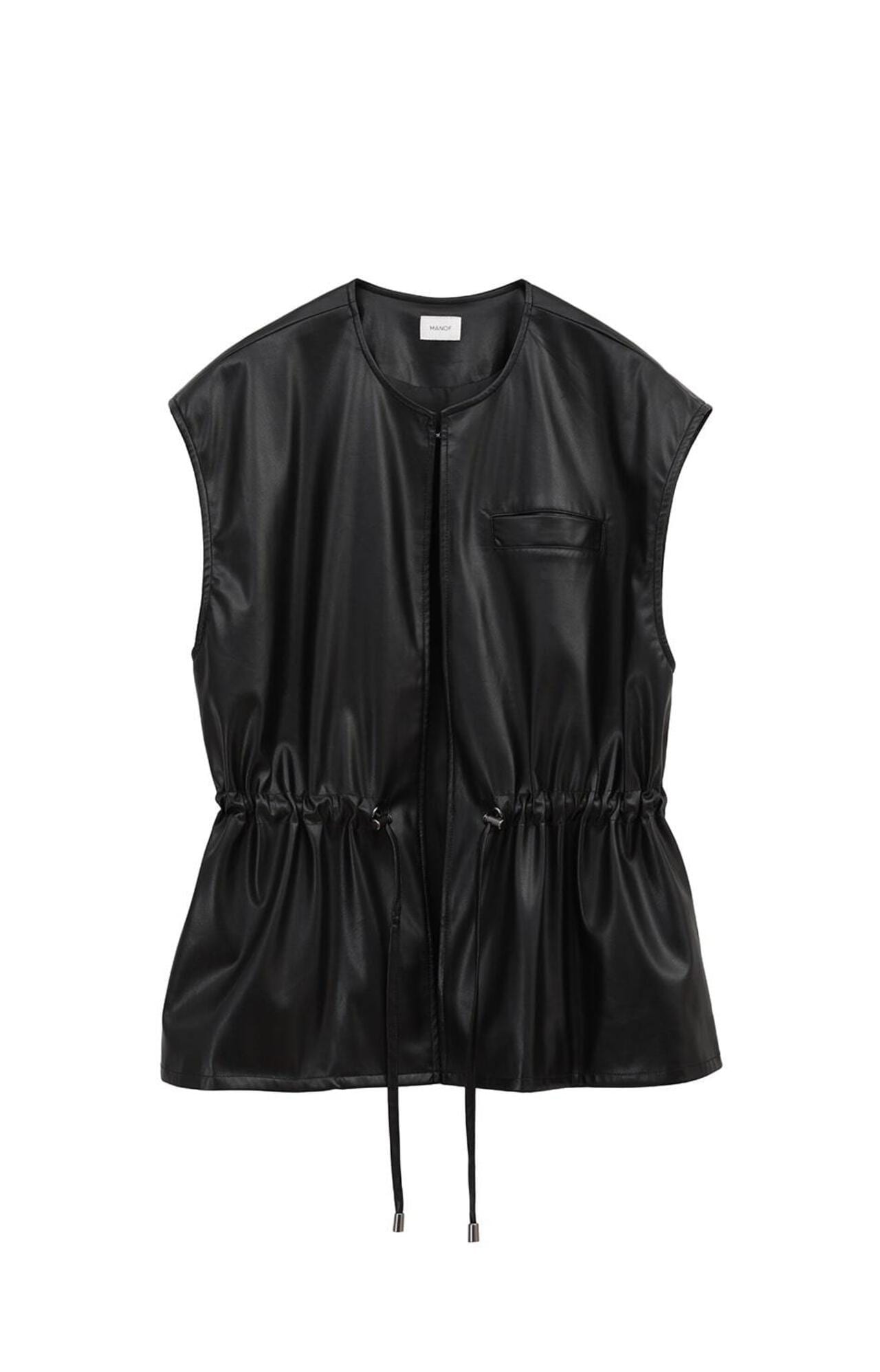 MANOF/マノフ/VEGAN LEATHER DRAWSTRING VEST