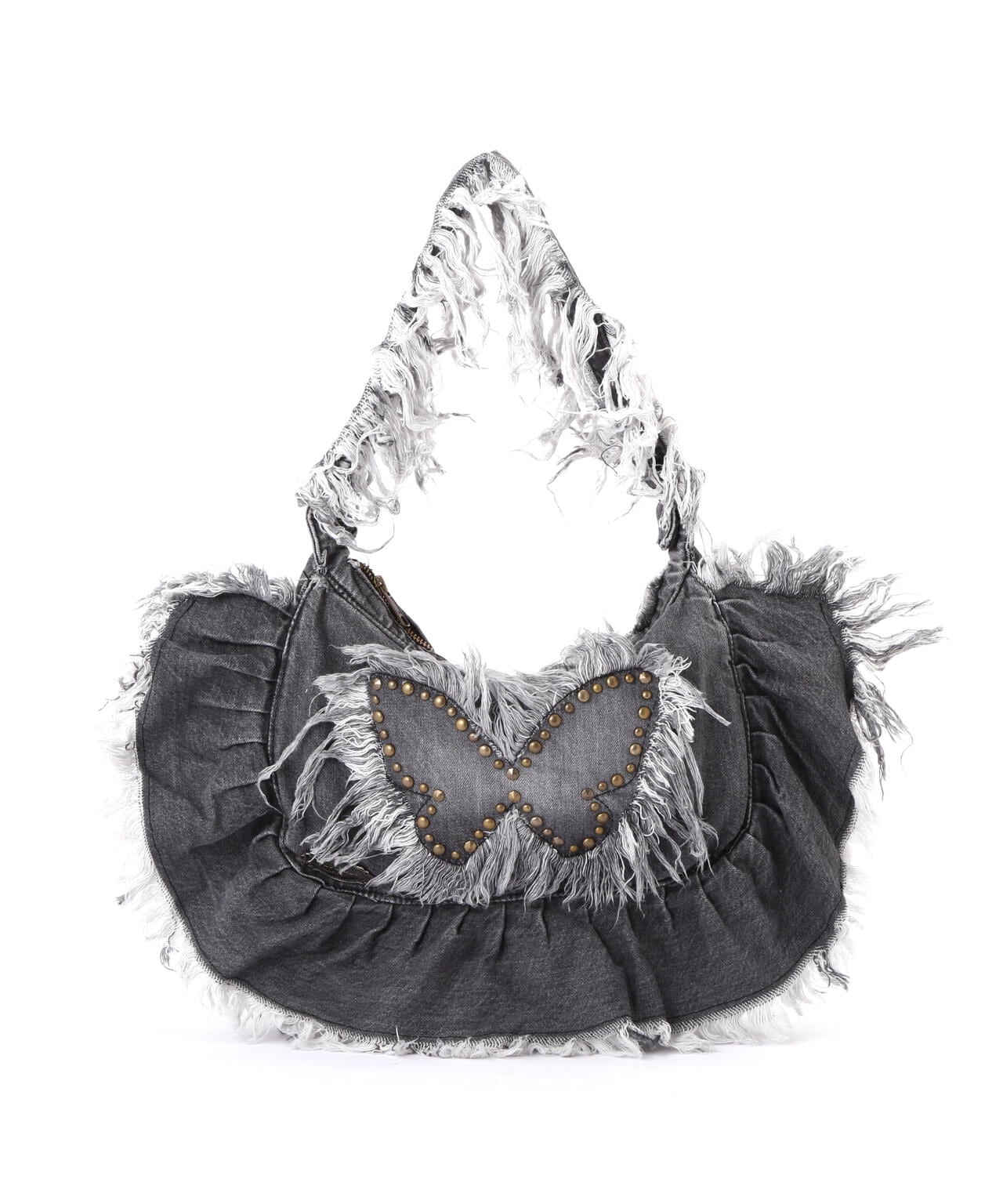 rurumu:/ルルムウ/【LHP Exclusive】butterfly "black" denim fringe bag