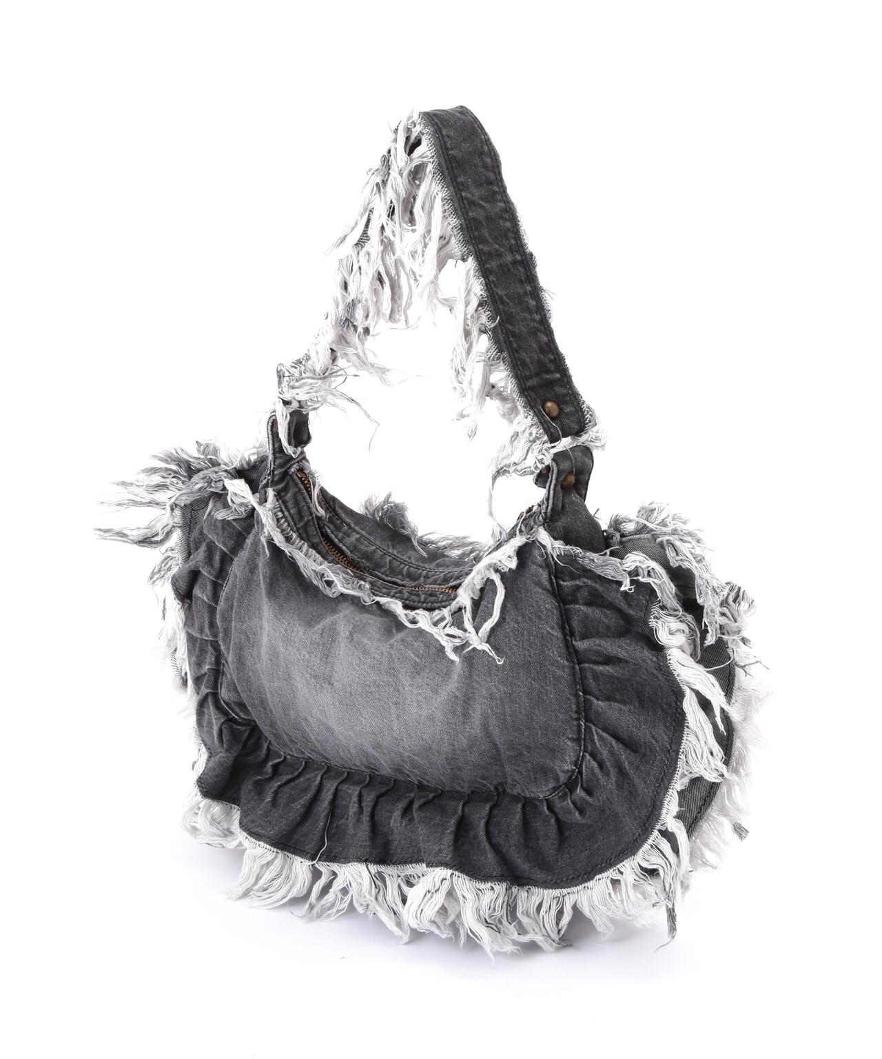 rurumu:/ルルムウ/【LHP Exclusive】butterfly "black" denim fringe bag