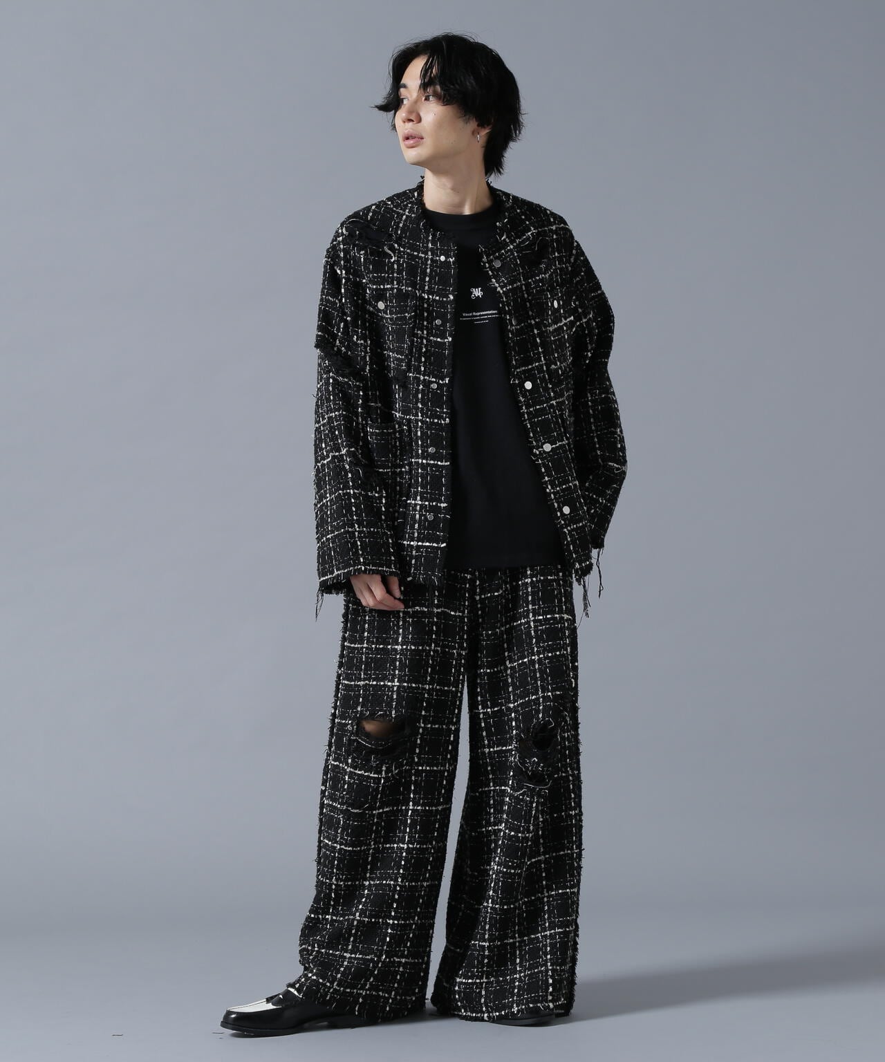 DankeSchon/ダンケシェーン/DAMEGE TWEED WIDE PANTS