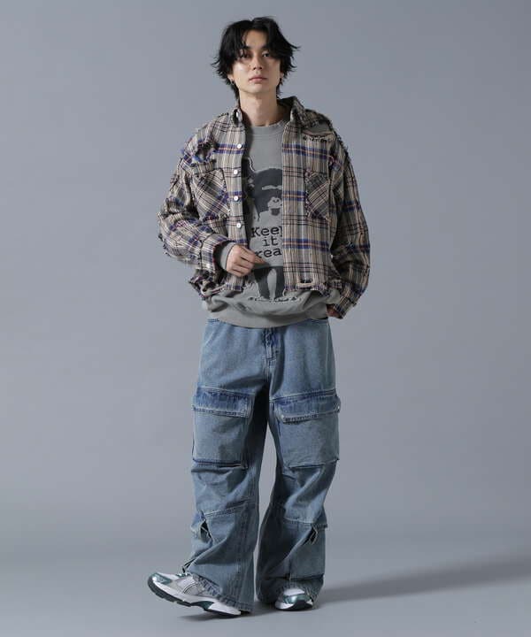 DankeSchon/ダンケシェーン/CEMICALBLEACH DENIM CARGO PANTS