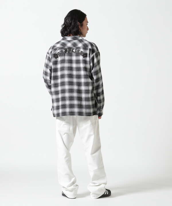 SUPPLIER/サプライヤー/Faux Leather Patch Check Shirt