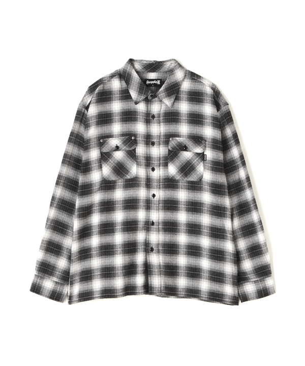 SUPPLIER/サプライヤー/Faux Leather Patch Check Shirt