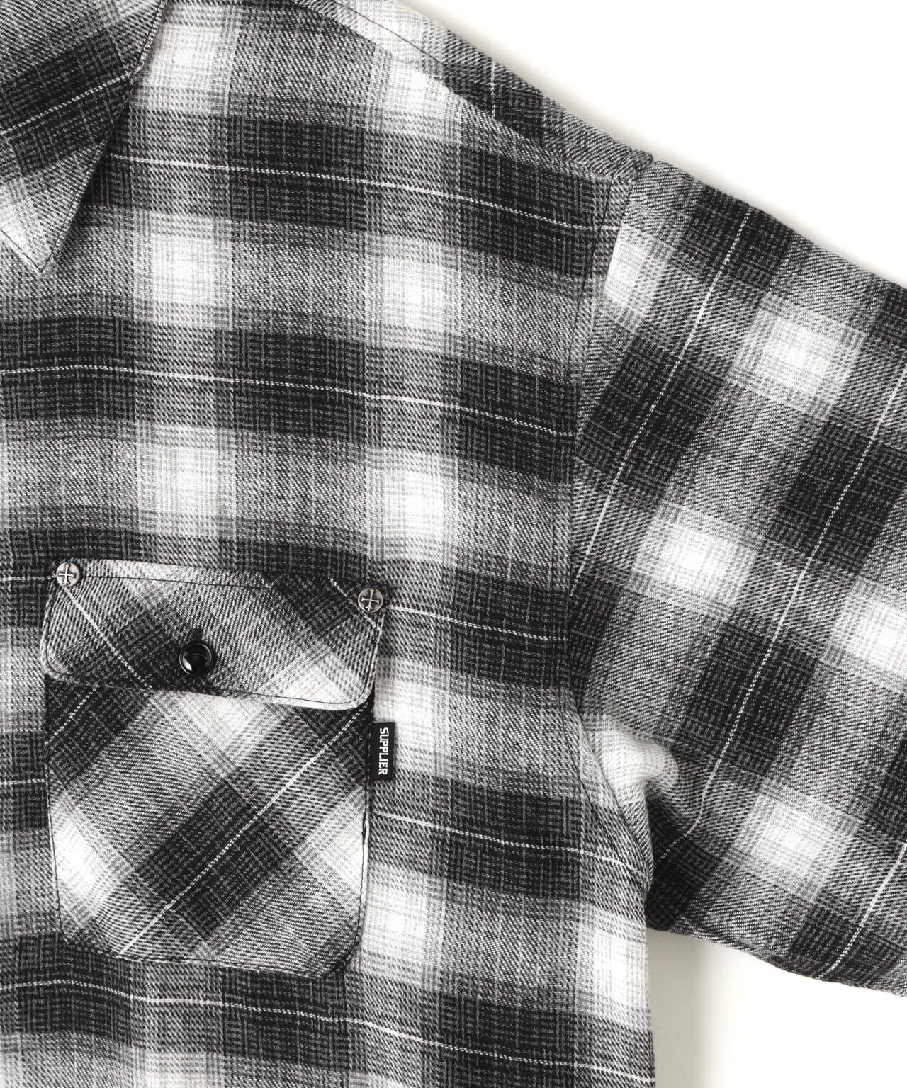 SUPPLIER/サプライヤー/Faux Leather Patch Check Shirt