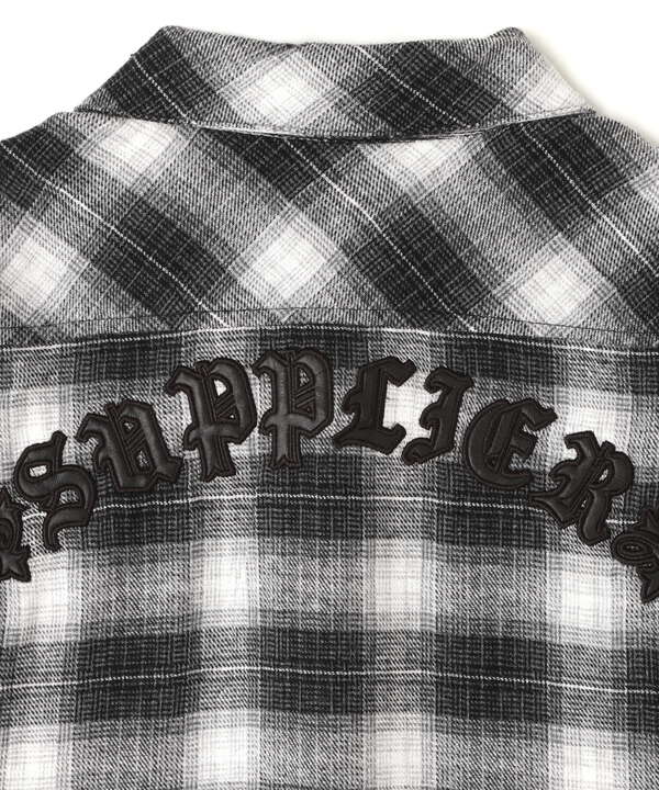 SUPPLIER/サプライヤー/Faux Leather Patch Check Shirt