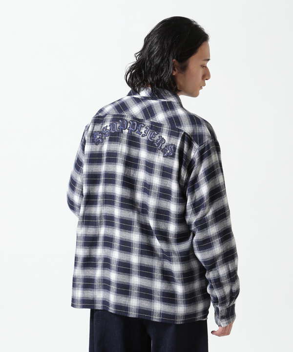 SUPPLIER/サプライヤー/Faux Leather Patch Check Shirt