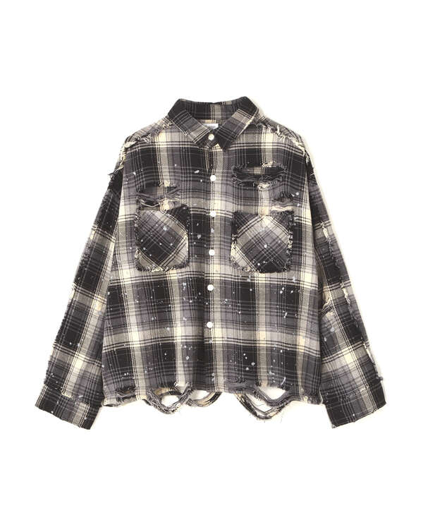 DankeSchon/ダンケシェーン/DAMAGE FLANNEL CHECK SHIRTS