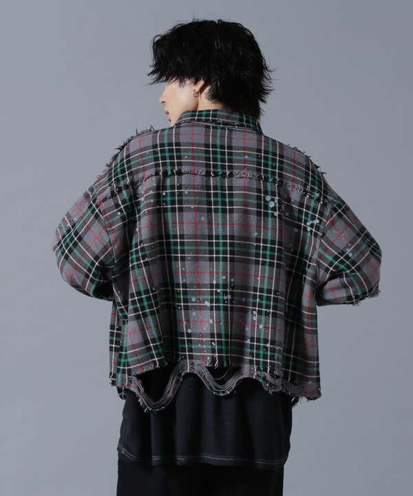 DankeSchon/ダンケシェーン/DAMAGE FLANNEL CHECK SHIRTS