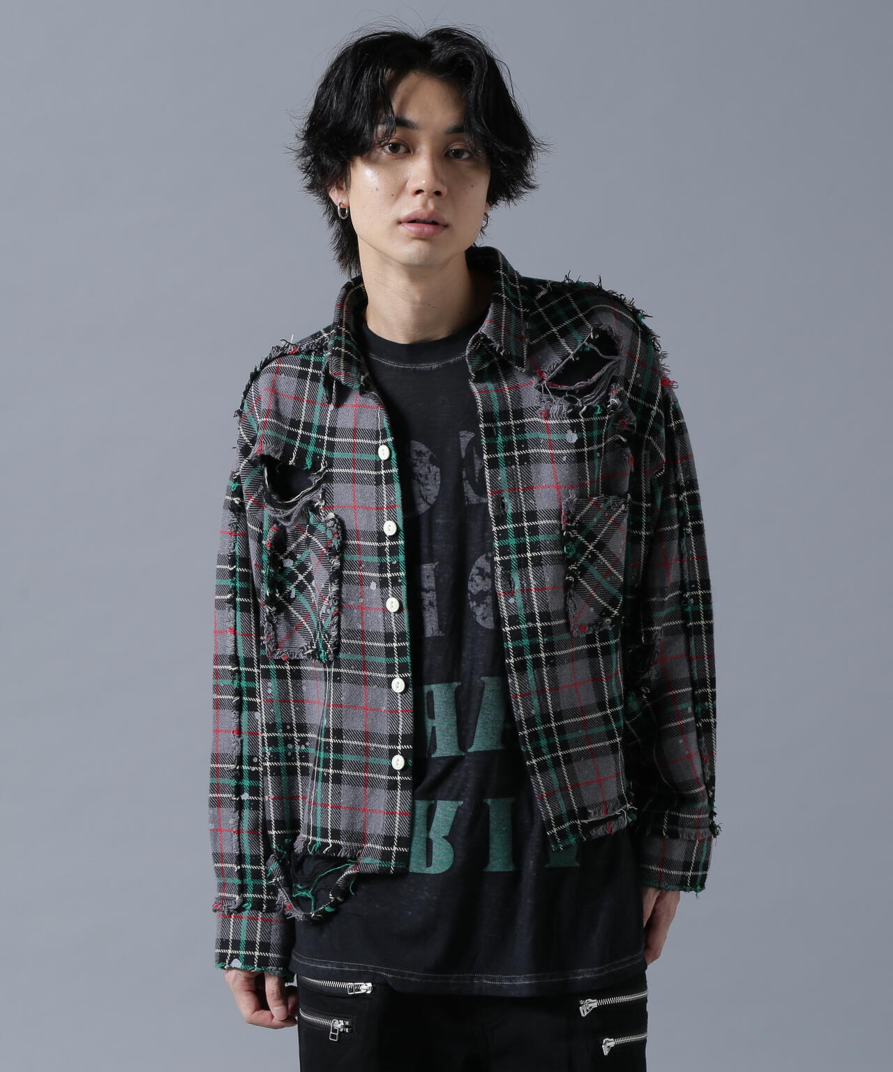 DankeSchon/ダンケシェーン/DAMAGE FLANNEL CHECK SHIRTS