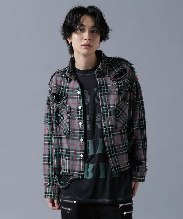 DankeSchon/ダンケシェーン/DAMAGE FLANNEL CHECK SHIRTS