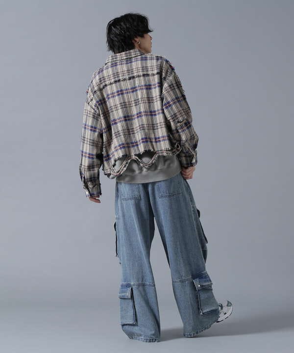 DankeSchon/ダンケシェーン/DAMAGE FLANNEL CHECK SHIRTS