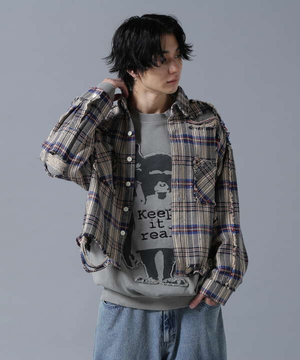 DankeSchon/ダンケシェーン/DAMAGE FLANNEL CHECK SHIRTS