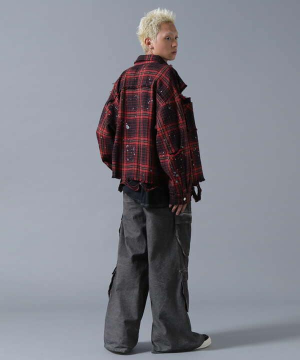 DankeSchon/ダンケシェーン/DAMAGE FLANNEL CHECK SHIRTS