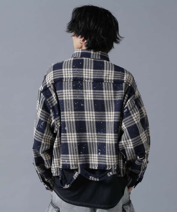 DankeSchon/ダンケシェーン/DAMAGE FLANNEL CHECK SHIRTS