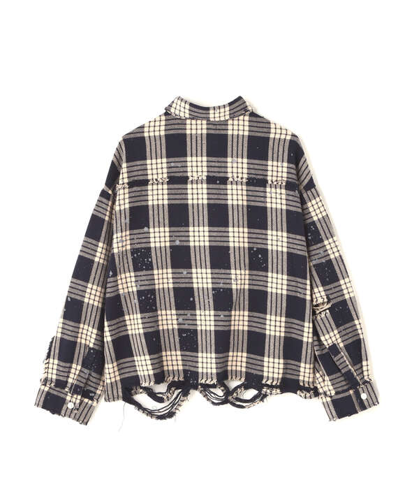 DankeSchon/ダンケシェーン/DAMAGE FLANNEL CHECK SHIRTS