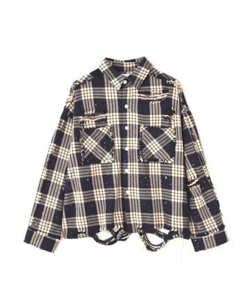 DankeSchon/ダンケシェーン/DAMAGE FLANNEL CHECK SHIRTS