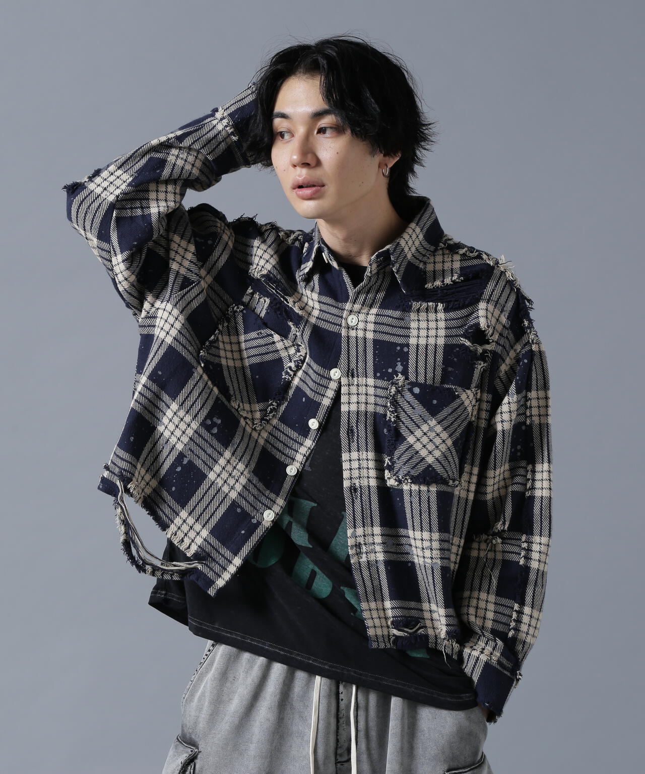 DankeSchon/ダンケシェーン/DAMAGE FLANNEL CHECK SHIRTS