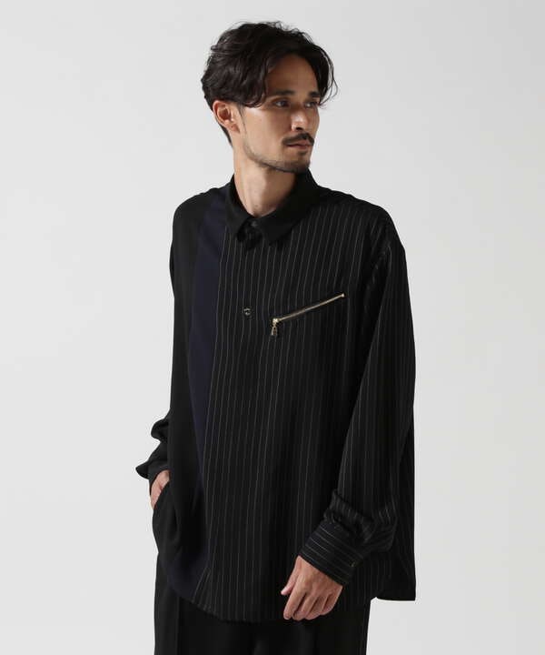 CULLNI/クルニ/SATIN BI COLOR ZIP SHIRT