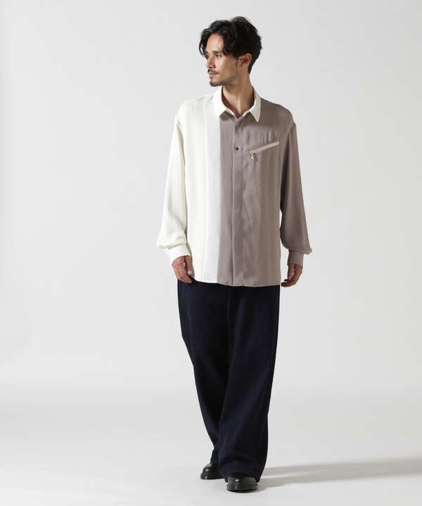 CULLNI/クルニ/SATIN BI COLOR ZIP SHIRT