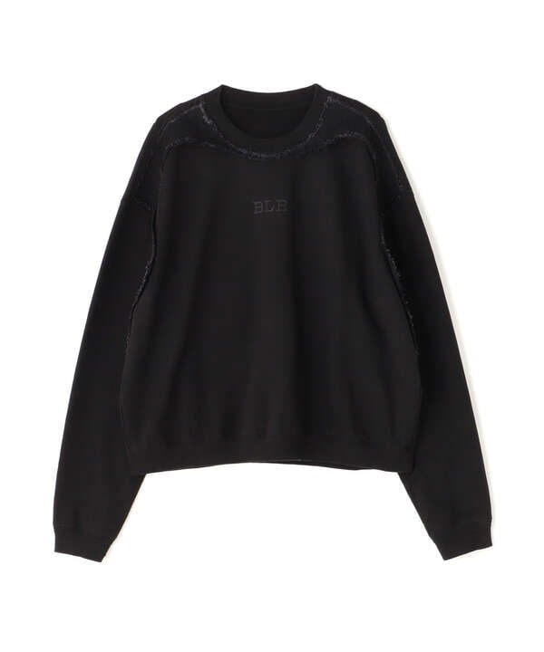 BLR BLUER/ビーエルアール ブラー/RAW - CUT NECK DETAILED SWEAT SHIRT