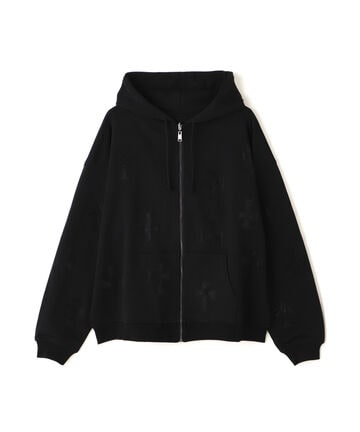 UNKNOWNLONDON/アンノウンロンドン/BLACK×BLACK CROSS REVERSIBLE ZIP HOODIE