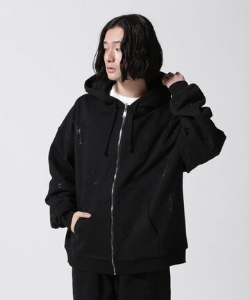 UNKNOWNLONDON/アンノウンロンドン/BLACK×BLACK CROSS REVERSIBLE ZIP HOODIE