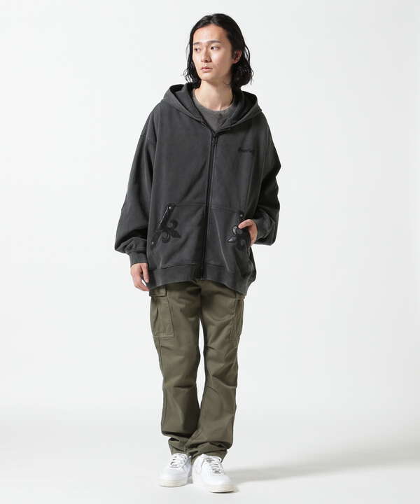 SUPPLIER/サプライヤー/Fleur Leather Patch Zip Hoodie