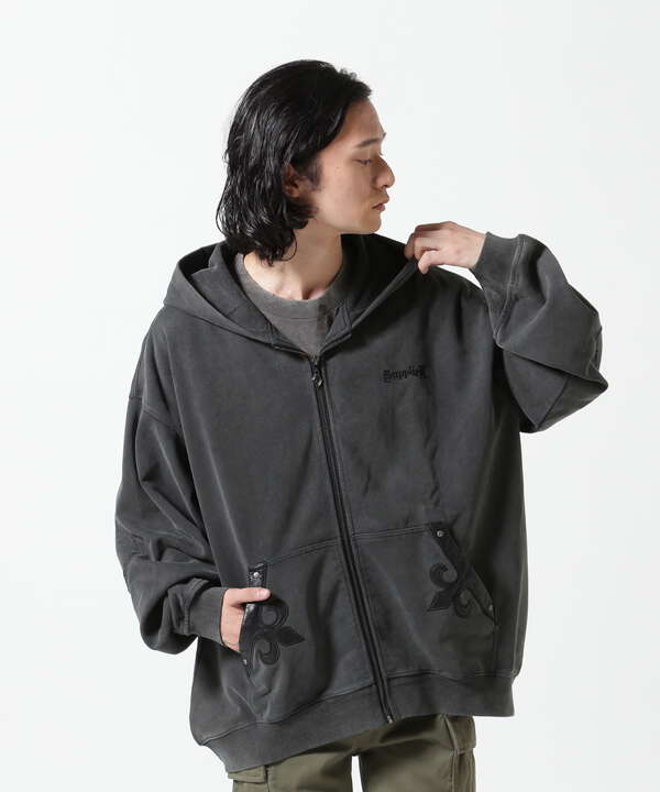 SUPPLIER/サプライヤー/Fleur Leather Patch Zip Hoodie