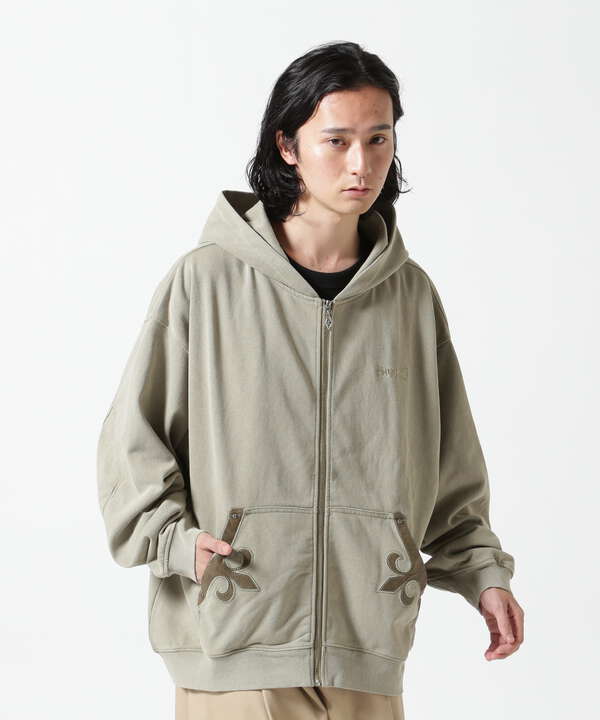 SUPPLIER/サプライヤー/Fleur Leather Patch Zip Hoodie