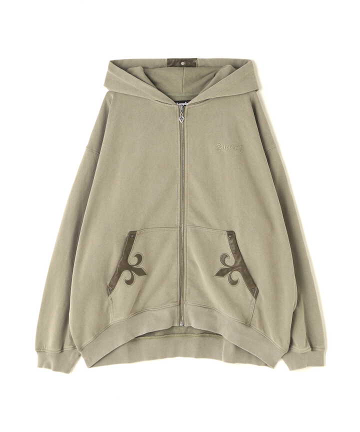 SUPPLIER/サプライヤー/Fleur Leather Patch Zip Hoodie