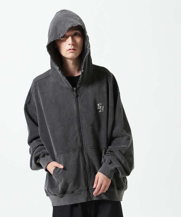 SUPPLIER/サプライヤー/Vintage Wash Pierced Zip Hoodie