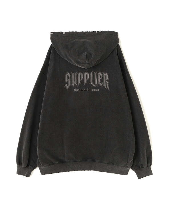 SUPPLIER/サプライヤー/Vintage Wash Pierced Zip Hoodie