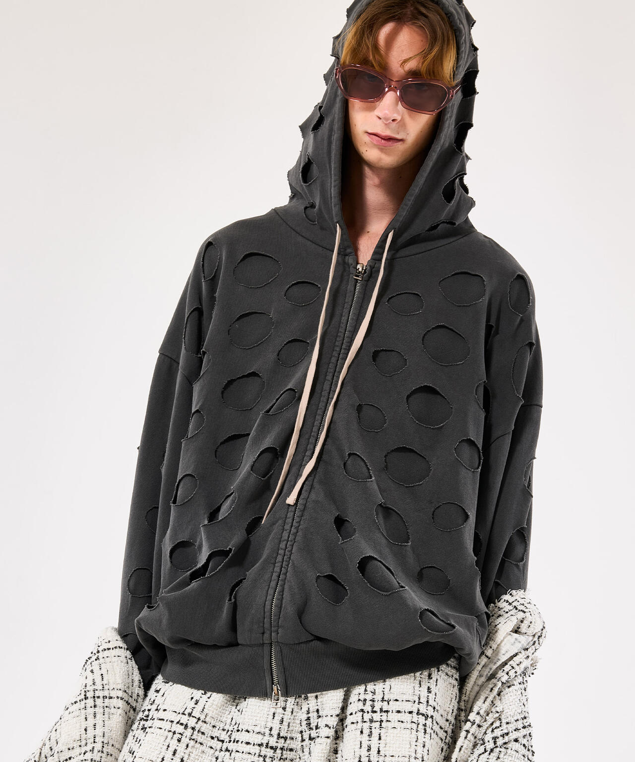 DankeSchon/ダンケシェーン/PIGMENT DOT PIERCED SWEAT HOODIE