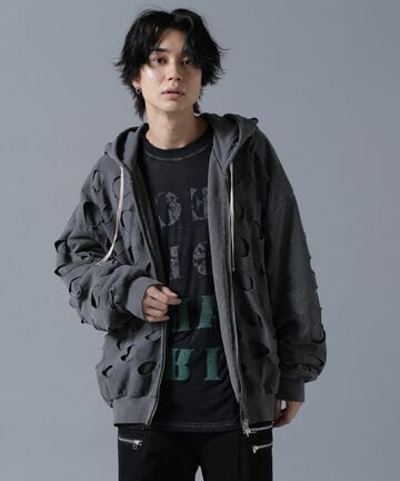 DankeSchon/ダンケシェーン/PIGMENT DOT PIERCED SWEAT HOODIE