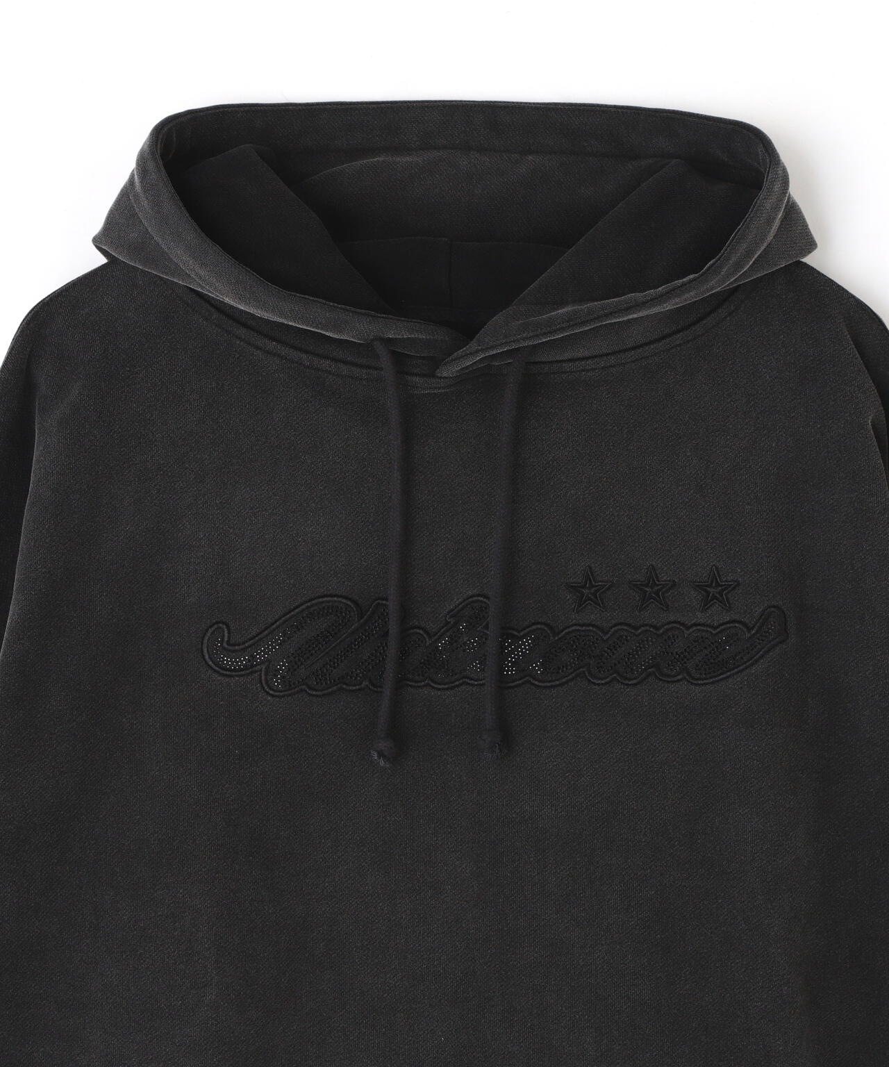 UNKNOWN LONDON/アンノウンロンドン/SCRIPT LOGO RHINESTONE HOODIE