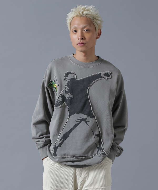 DankeSchon×BRANDALISED/ダンケシェーン×ブランダライズド/SWEAT CREWNECK FLOWER BOMBER