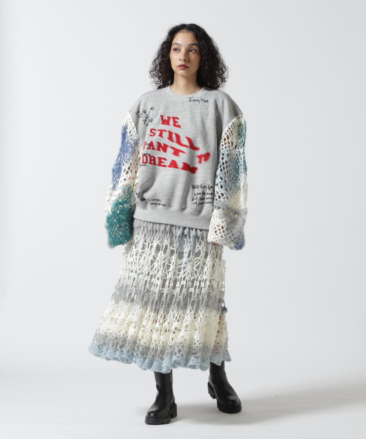 (un)decided/アンディサデッド/Cut Off Sweatshirt With Knit