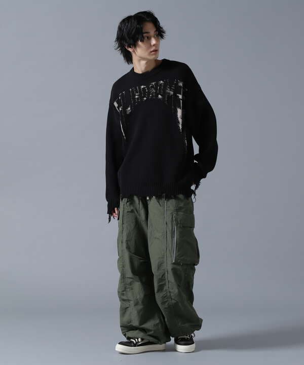 DankeSchon/ダンケシェーン/DAMEGE KNIT CREW NECK PALINDROME