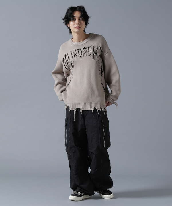 DankeSchon/ダンケシェーン/DAMEGE KNIT CREW NECK PALINDROME