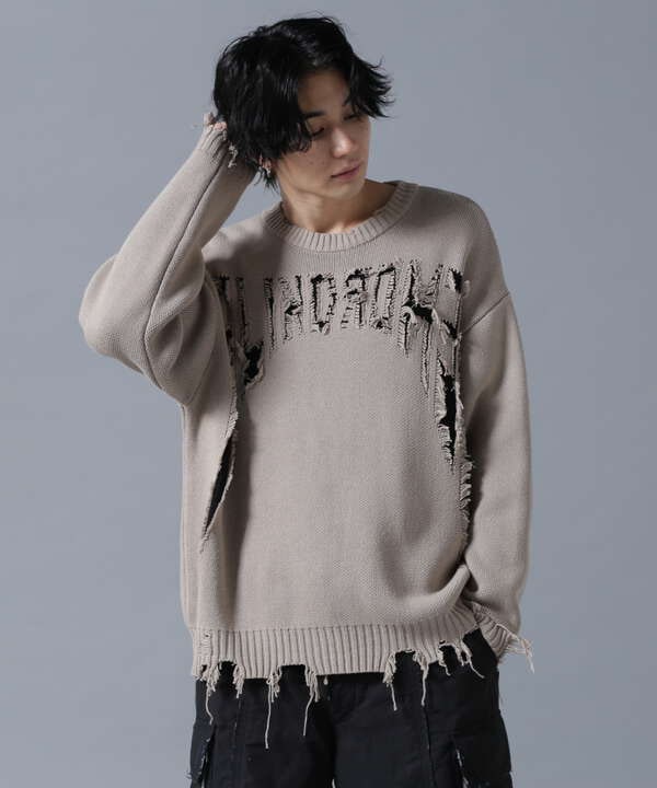 DankeSchon/ダンケシェーン/DAMEGE KNIT CREW NECK PALINDROME