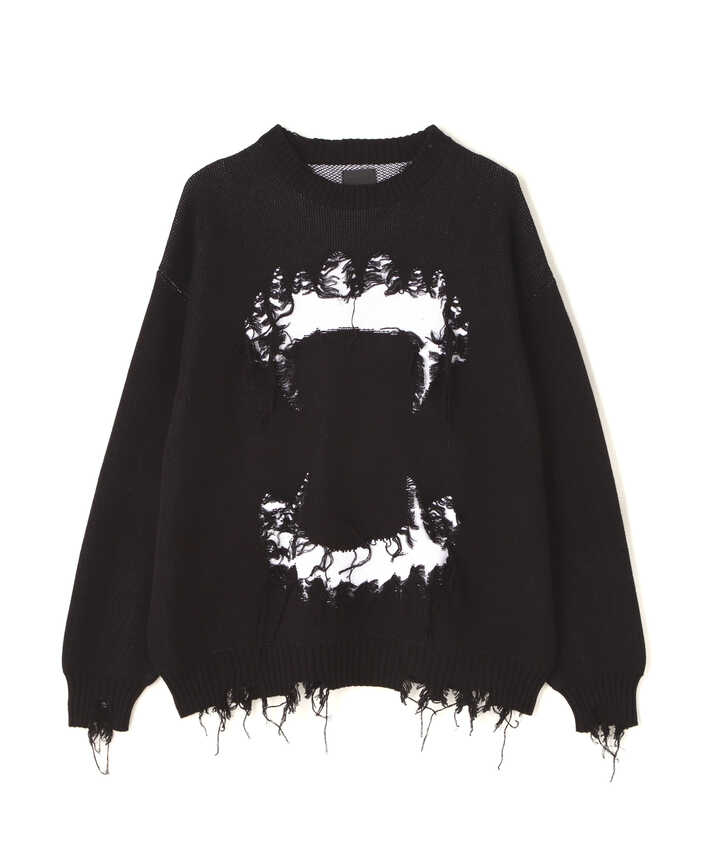 DankeSchon/ダンケシェーン/DAMAGE KNIT CREWNECK TEETH