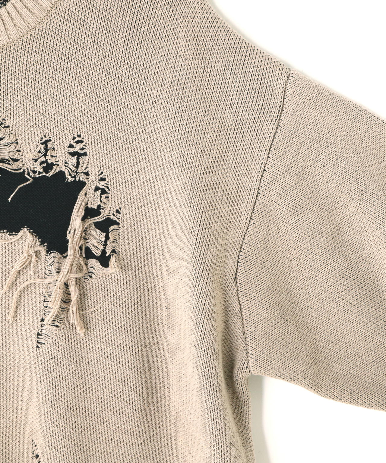 DankeSchon/ダンケシェーン/DAMAGE KNIT CREWNECK TEETH