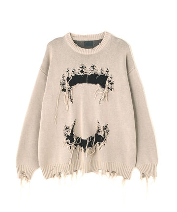 DankeSchon/ダンケシェーン/DAMAGE KNIT CREWNECK TEETH