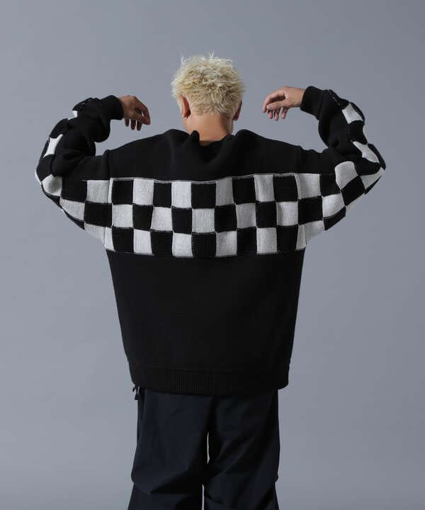 DankeSchon/ダンケシェーン/RV CREWNECK KNIT CHECKER