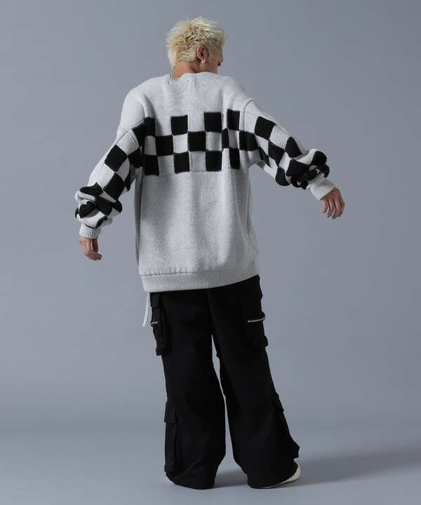 DankeSchon/ダンケシェーン/RV CREWNECK KNIT CHECKER