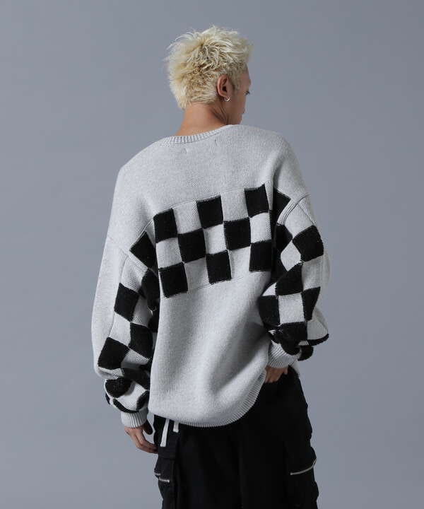 DankeSchon/ダンケシェーン/RV CREWNECK KNIT CHECKER